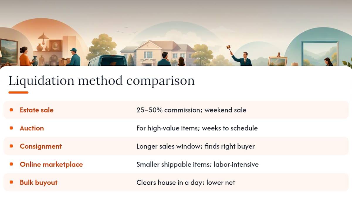 Diagram comparing estate liquidation options
