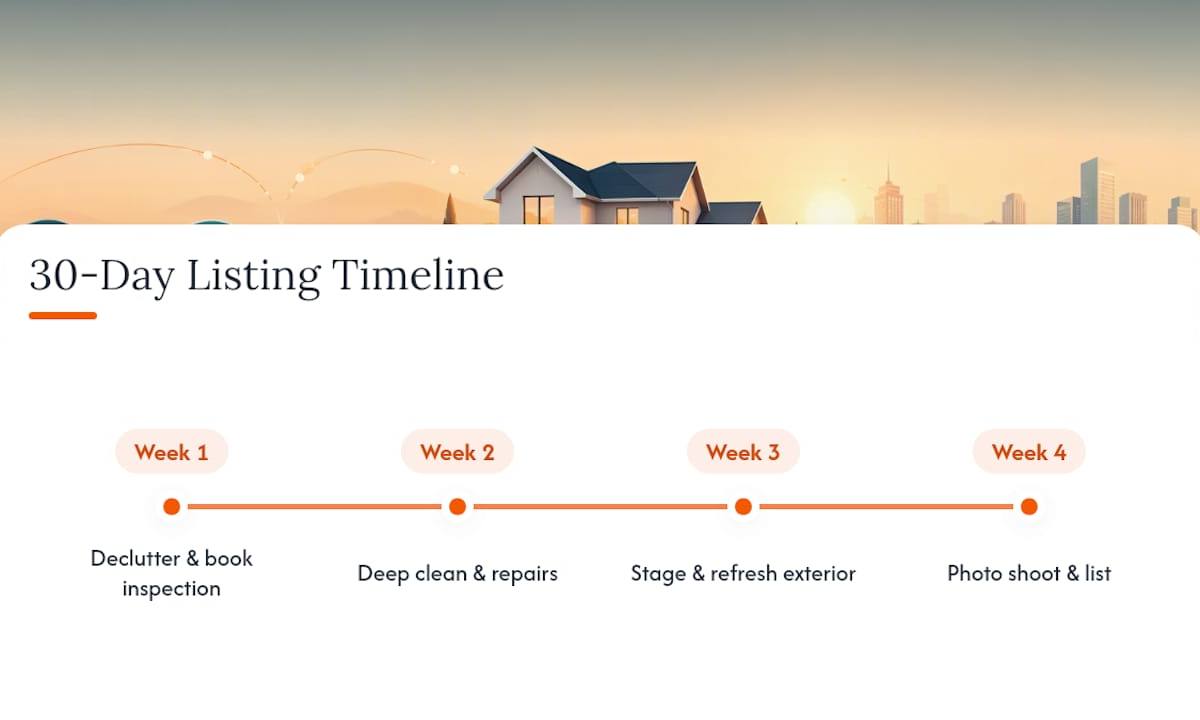 Four-week home listing preparation timeline