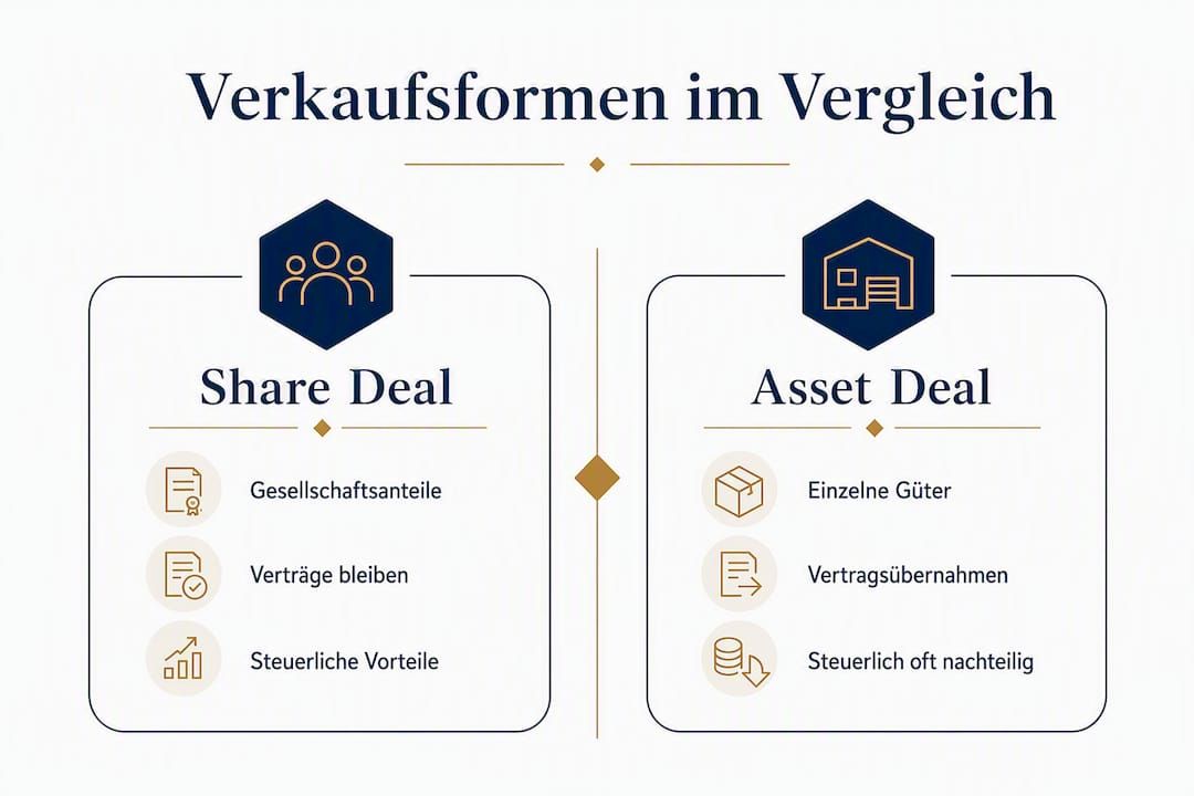 Infografik: Share Deal oder Asset Deal – ein Vergleich der wichtigsten Unterschiede