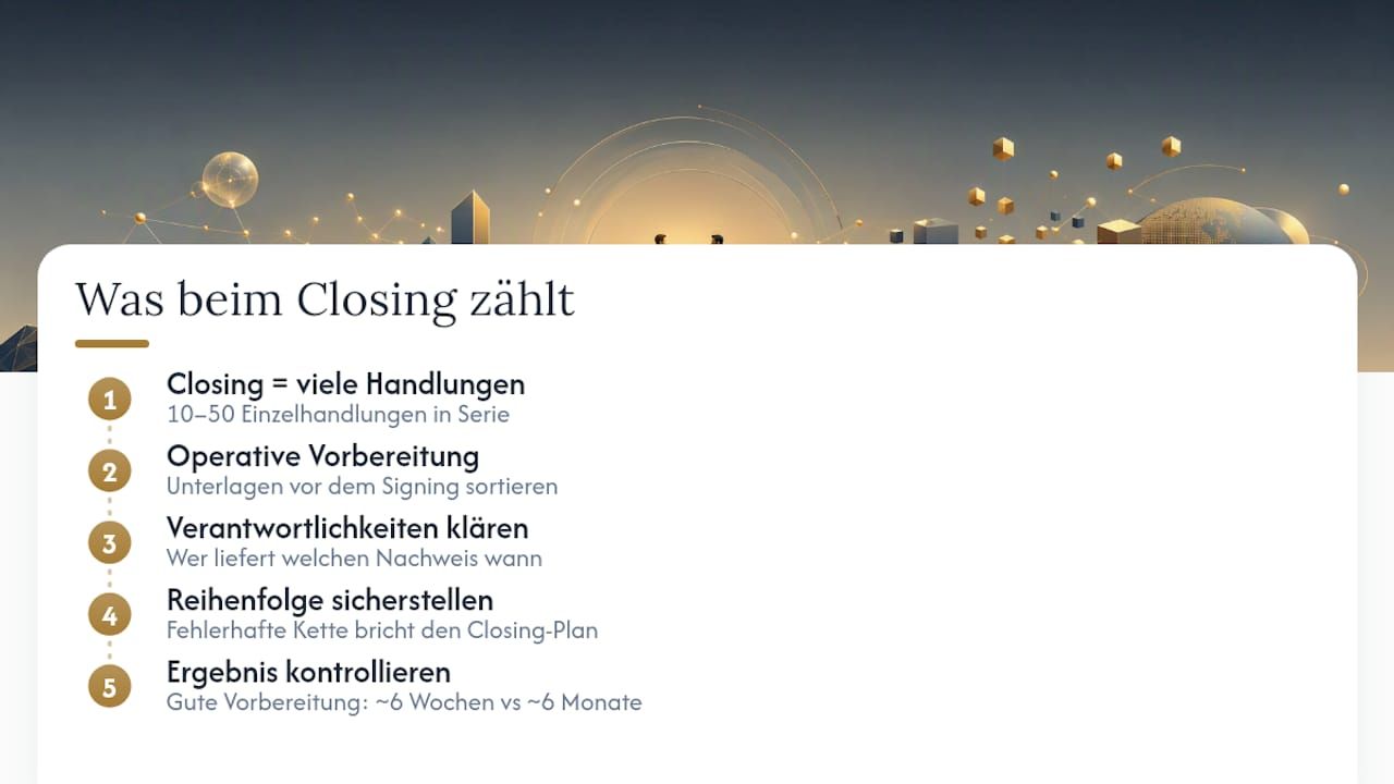 Was beim Closing wirklich zählt — overview diagram