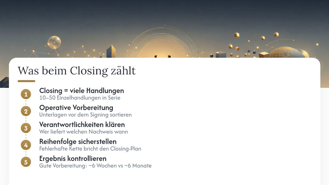 Was beim Closing wirklich zählt — overview diagram