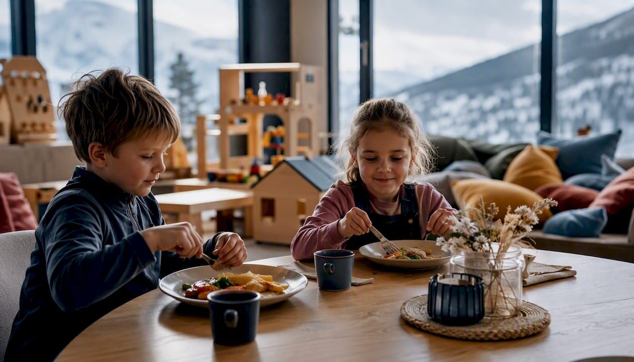 Mountain restaurant with a children’s play corner and dedicated children’s table