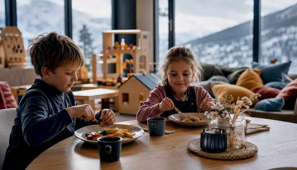 Mountain restaurant with a children’s play corner and dedicated children’s table