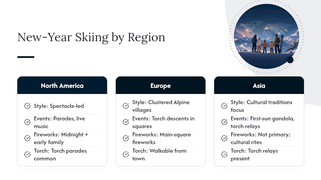Comparison diagram of regional New Year ski celebrations