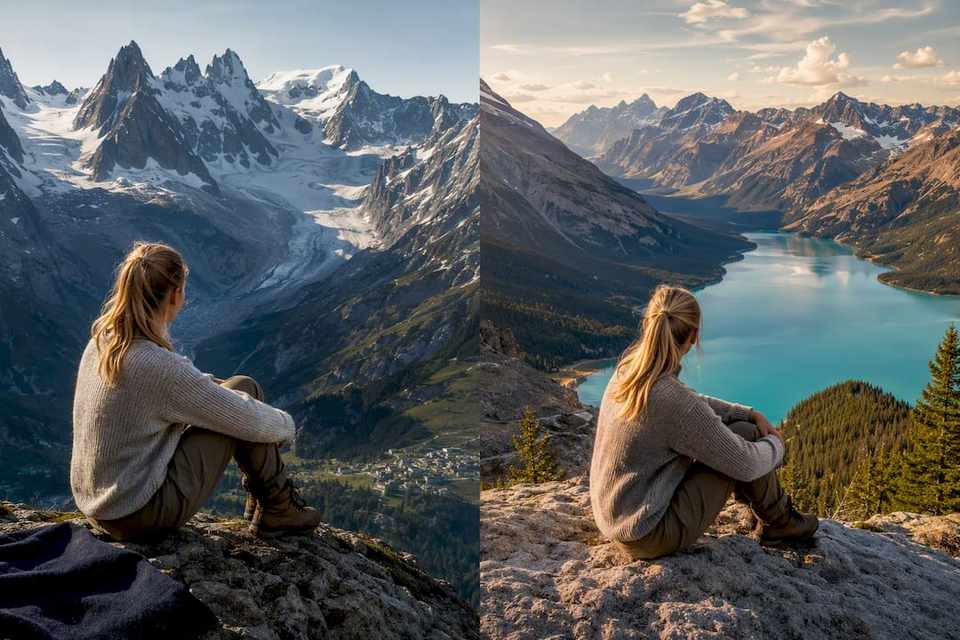 Contrasting Alpine and Rocky Mountain landscapes