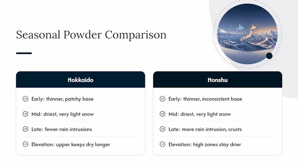 Japan ski season snow quality timeline